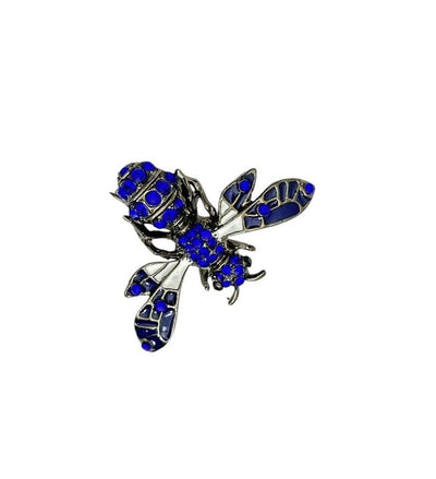 Blue Bee Shaped Metal Brooch