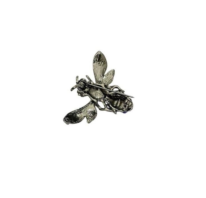 Blue Bee Shaped Metal Brooch