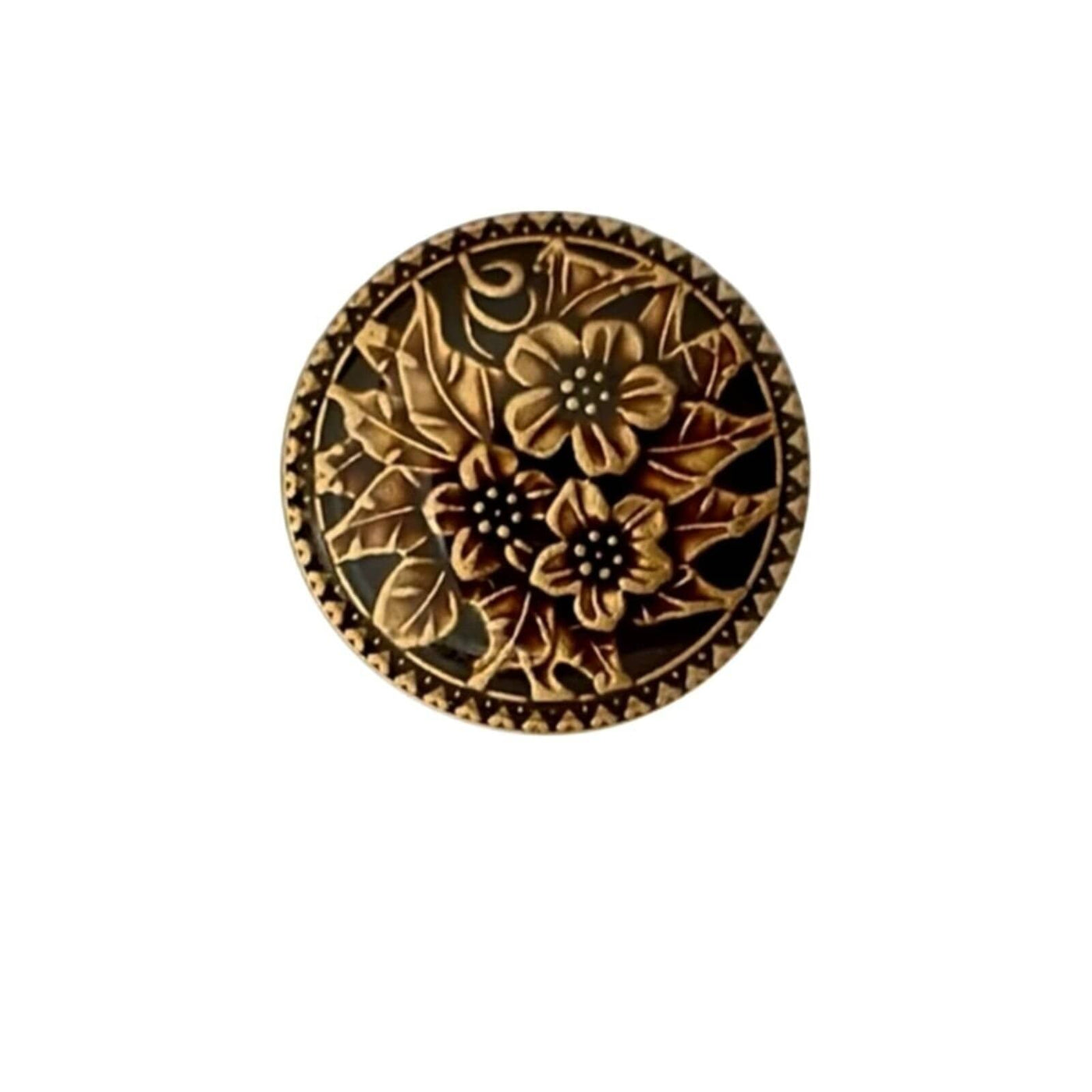 Brown Circular Flower Design Metal Buttons