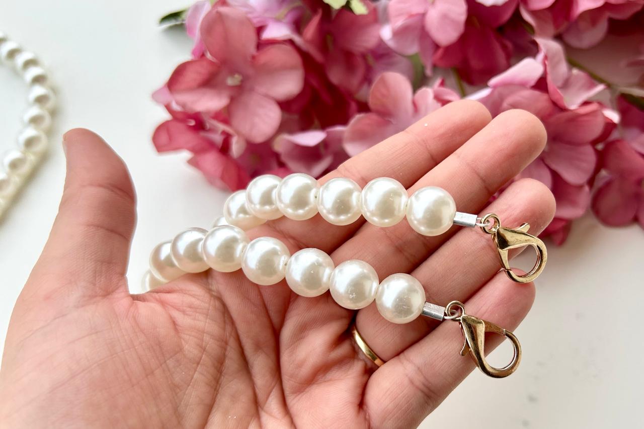 White Pearl Chain For Bags - 2 pc