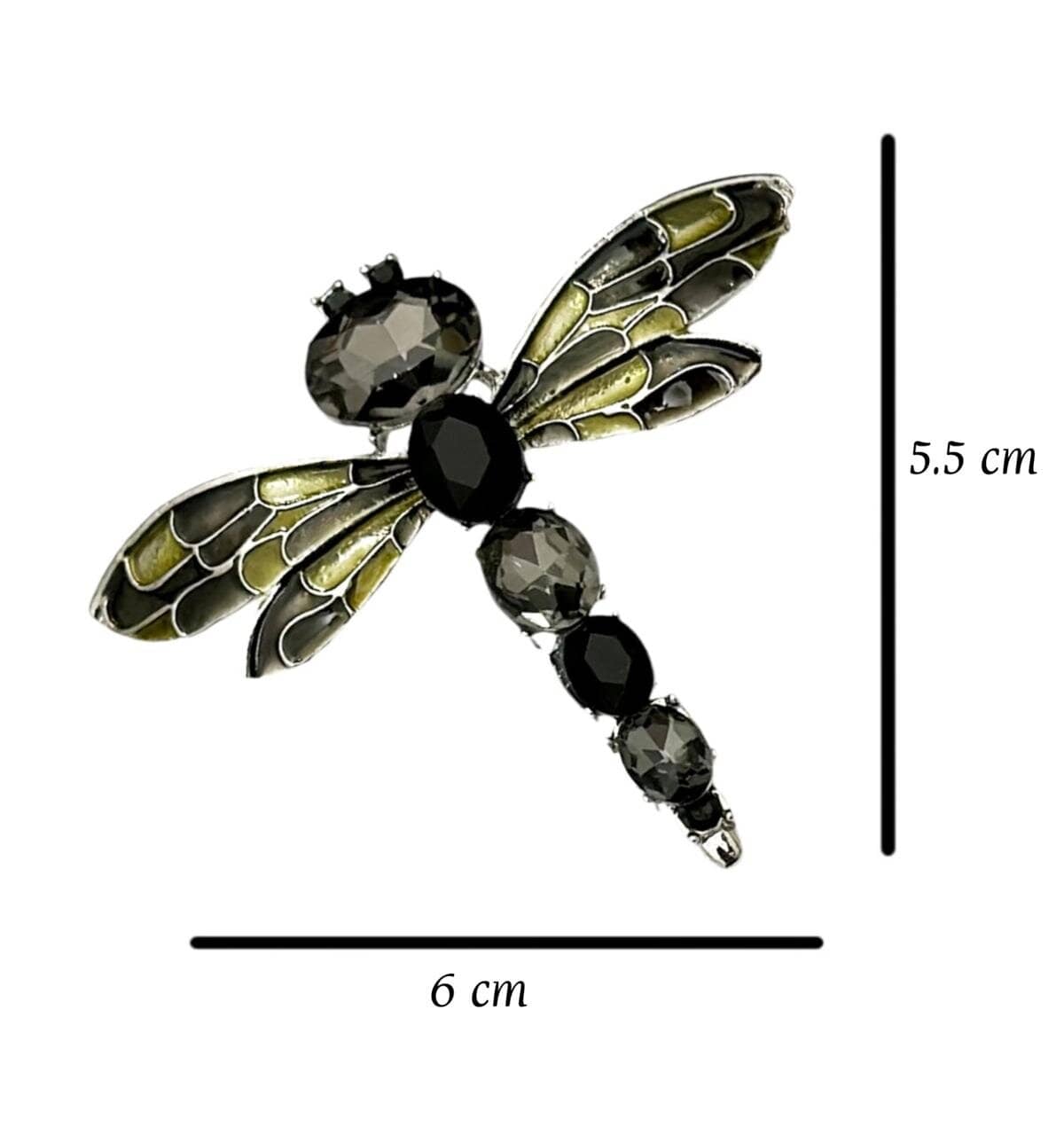 Black Color Crystal Dragonfly Metal Brooch