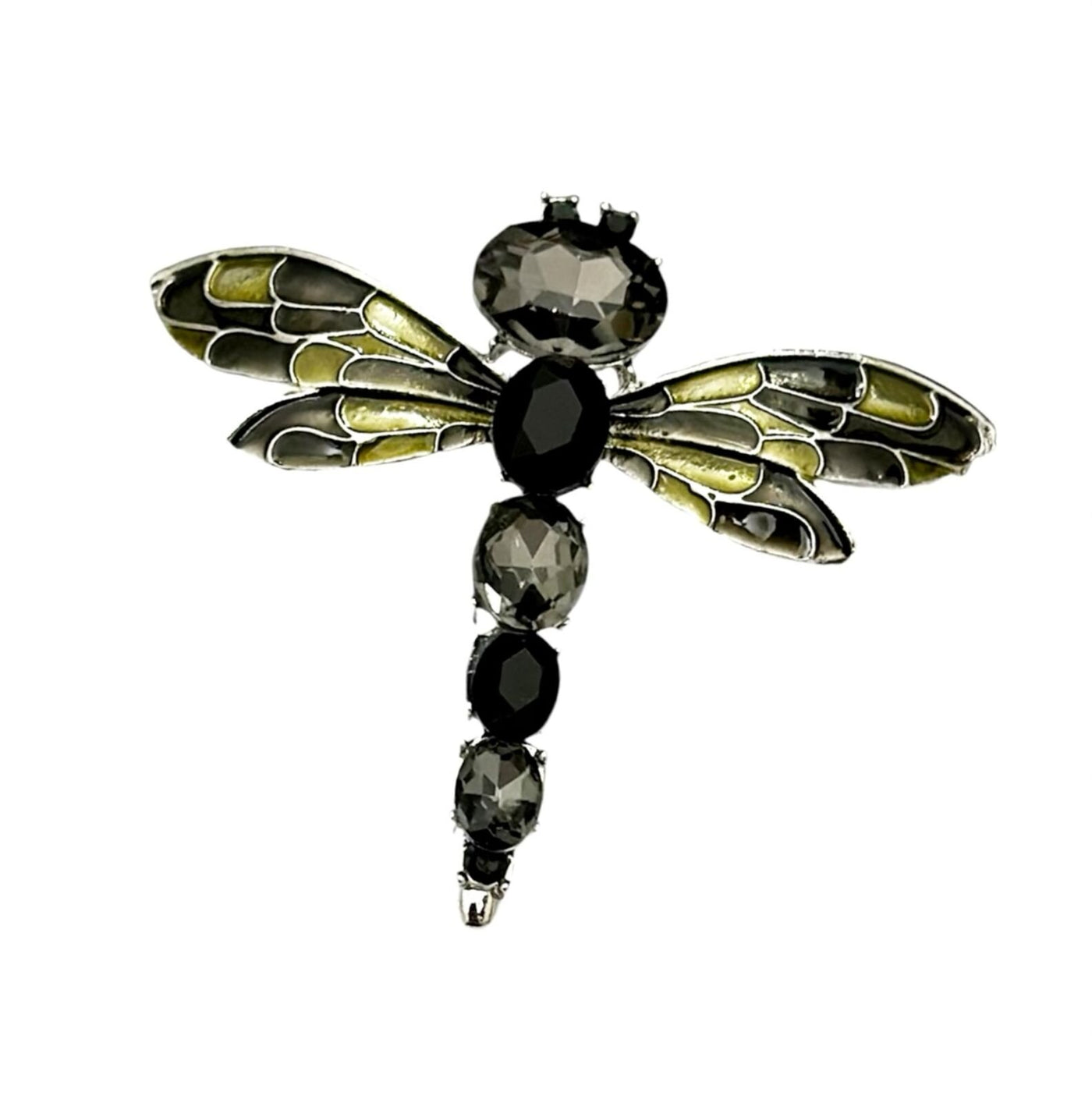 Black Color Crystal Dragonfly Metal Brooch