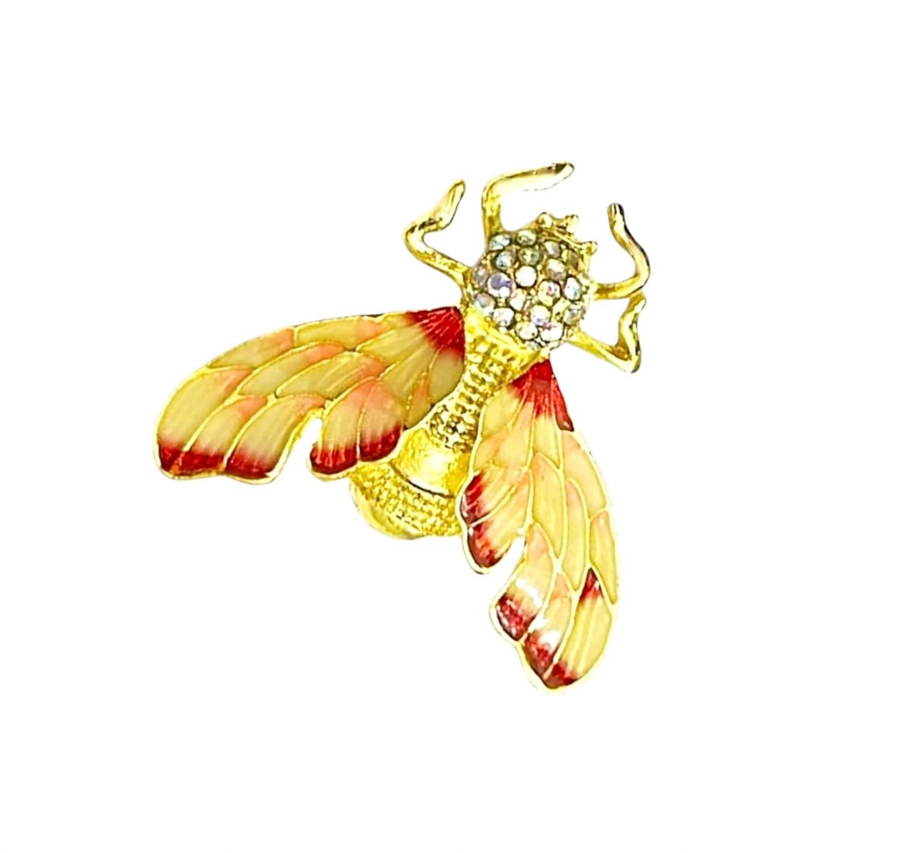 Cream Color Bee Shaped  Metal Brooch