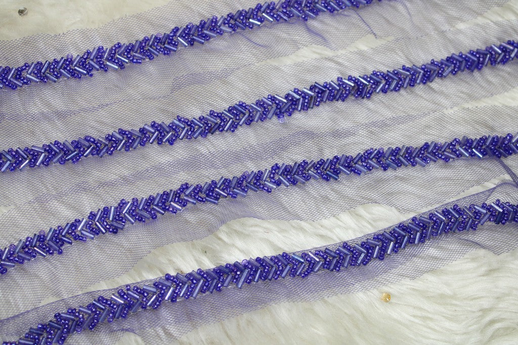 Royal Blue Embellished Handwork Trim (Wholesale)