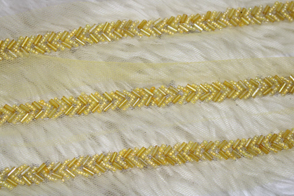 Yellow Embellished Handwork Trim (Wholesale)