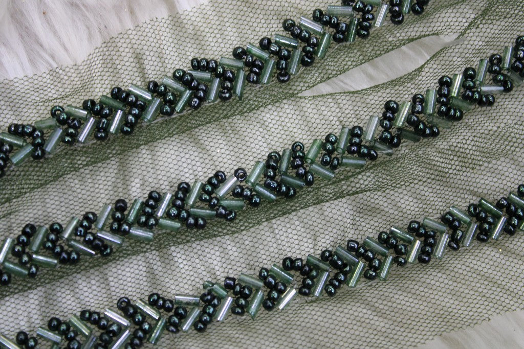 Black & Green Embellished Handwork Trim (Wholesale)