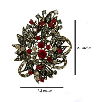 Maroon Color Abstract Royal Metal Brooch