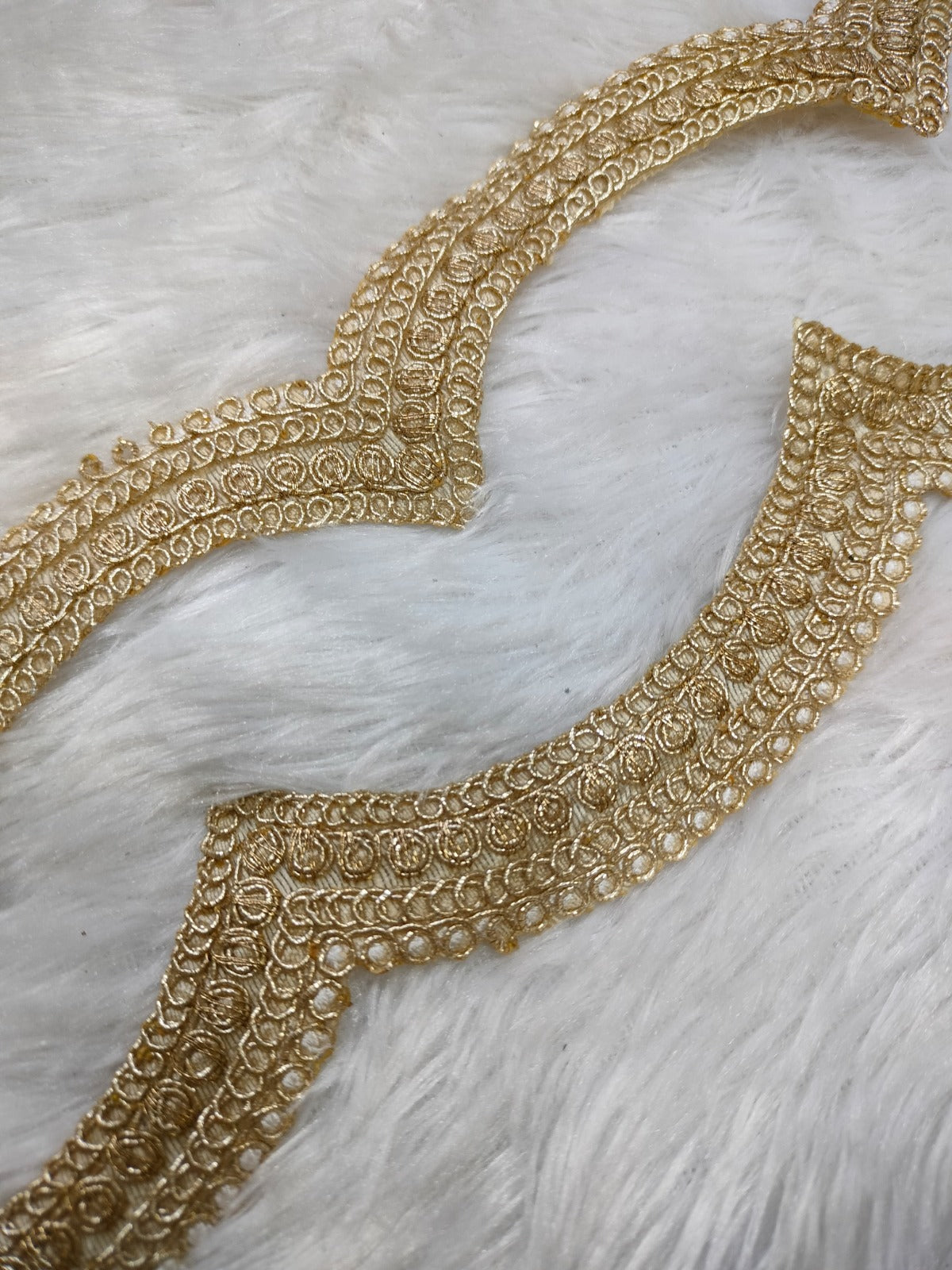 Beige & Golden Fancy Embellished Trim