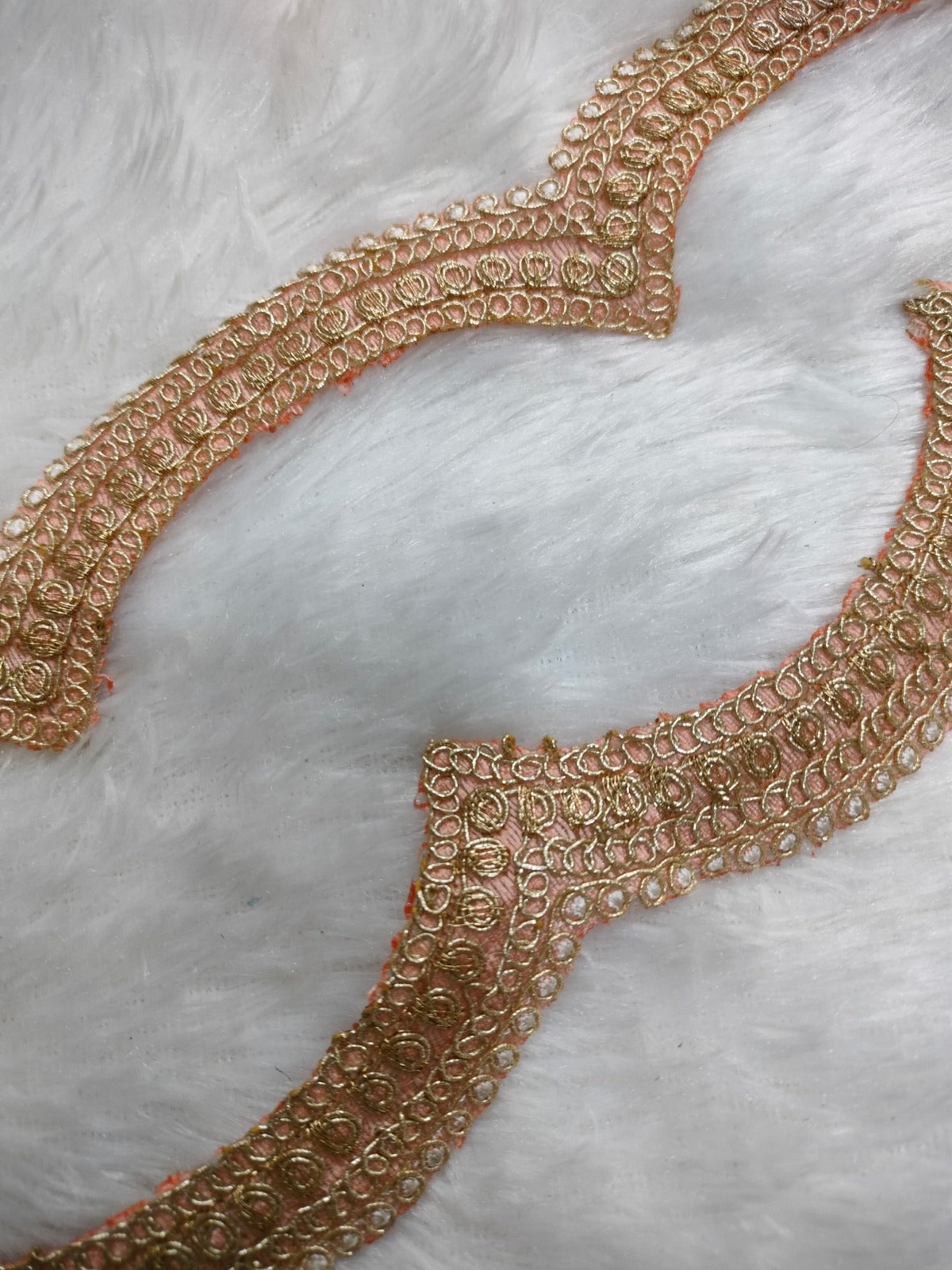 Peach & Golden Fancy Embellished Trim