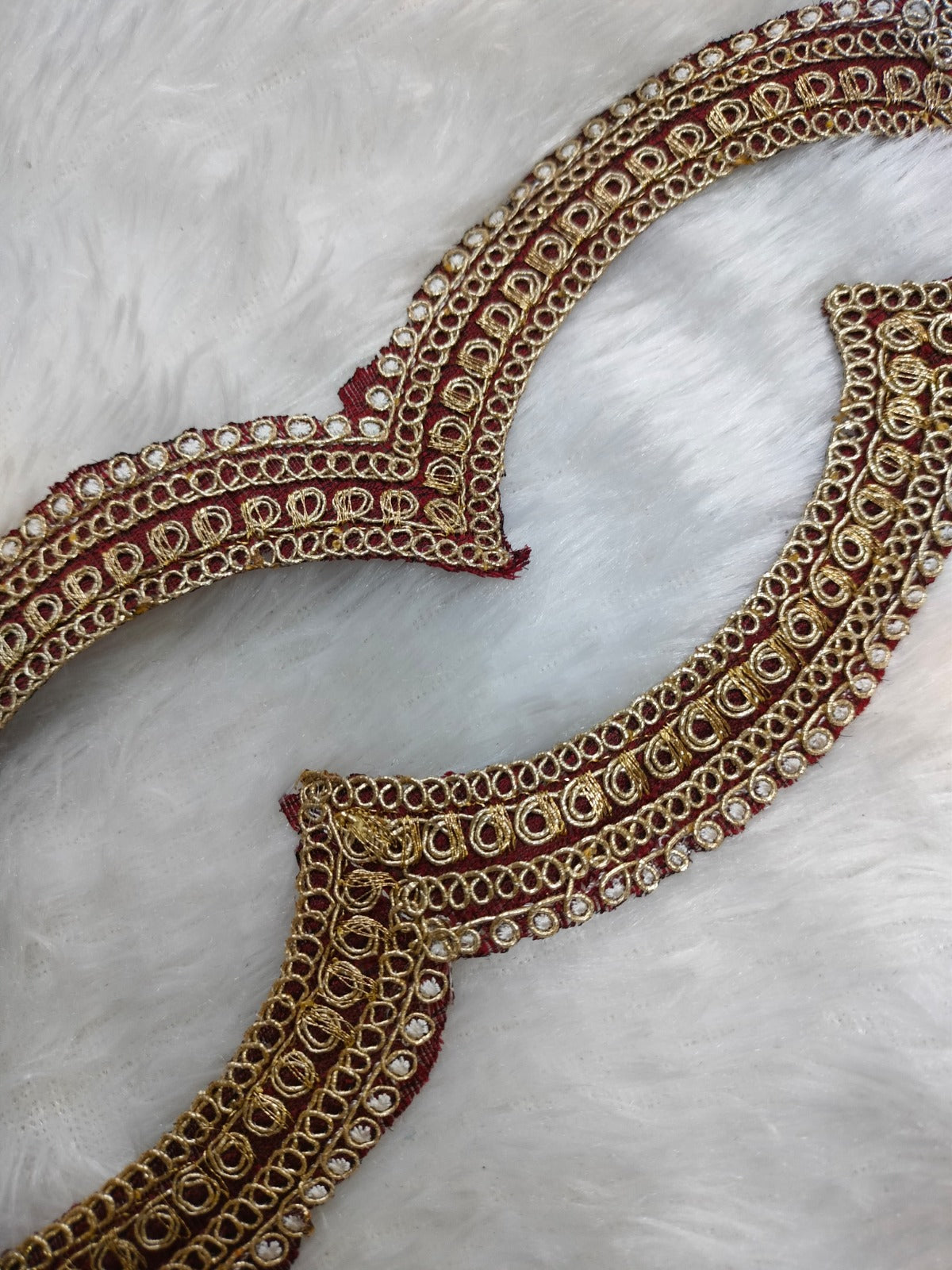 Maroon & Golden Fancy Embellished Trim