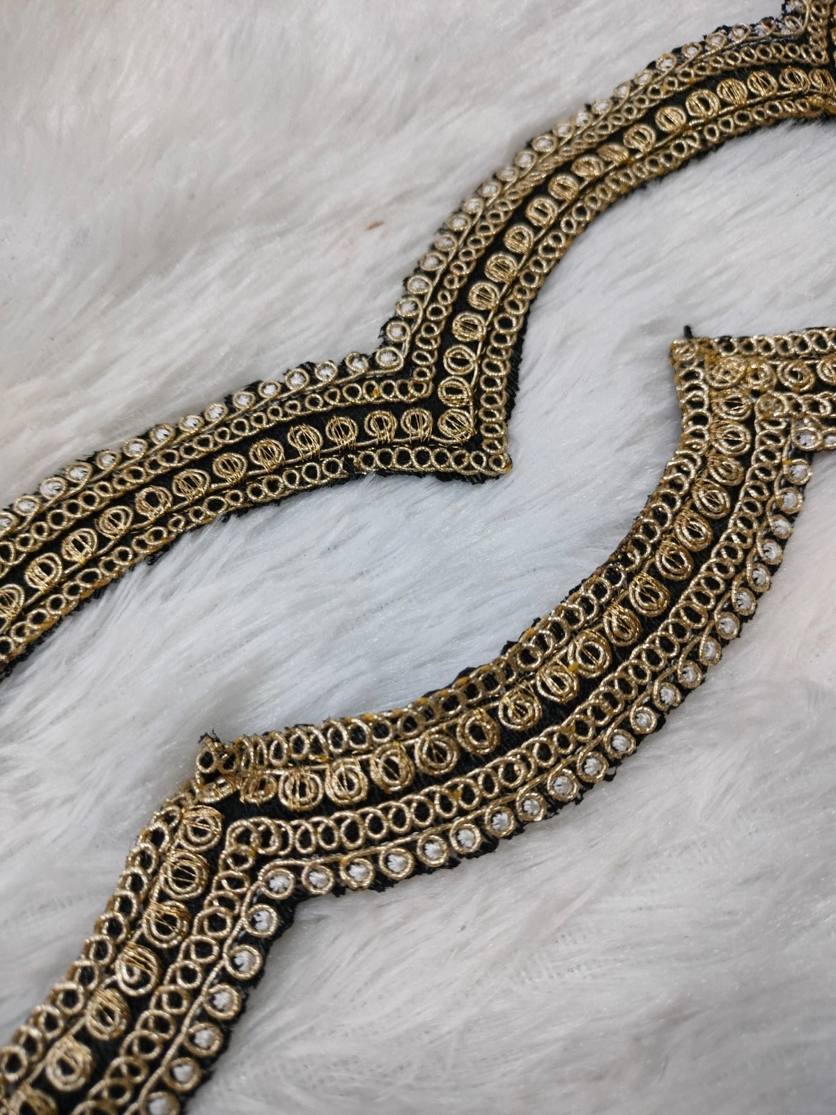 Black & Golden Fancy Embellished Trim