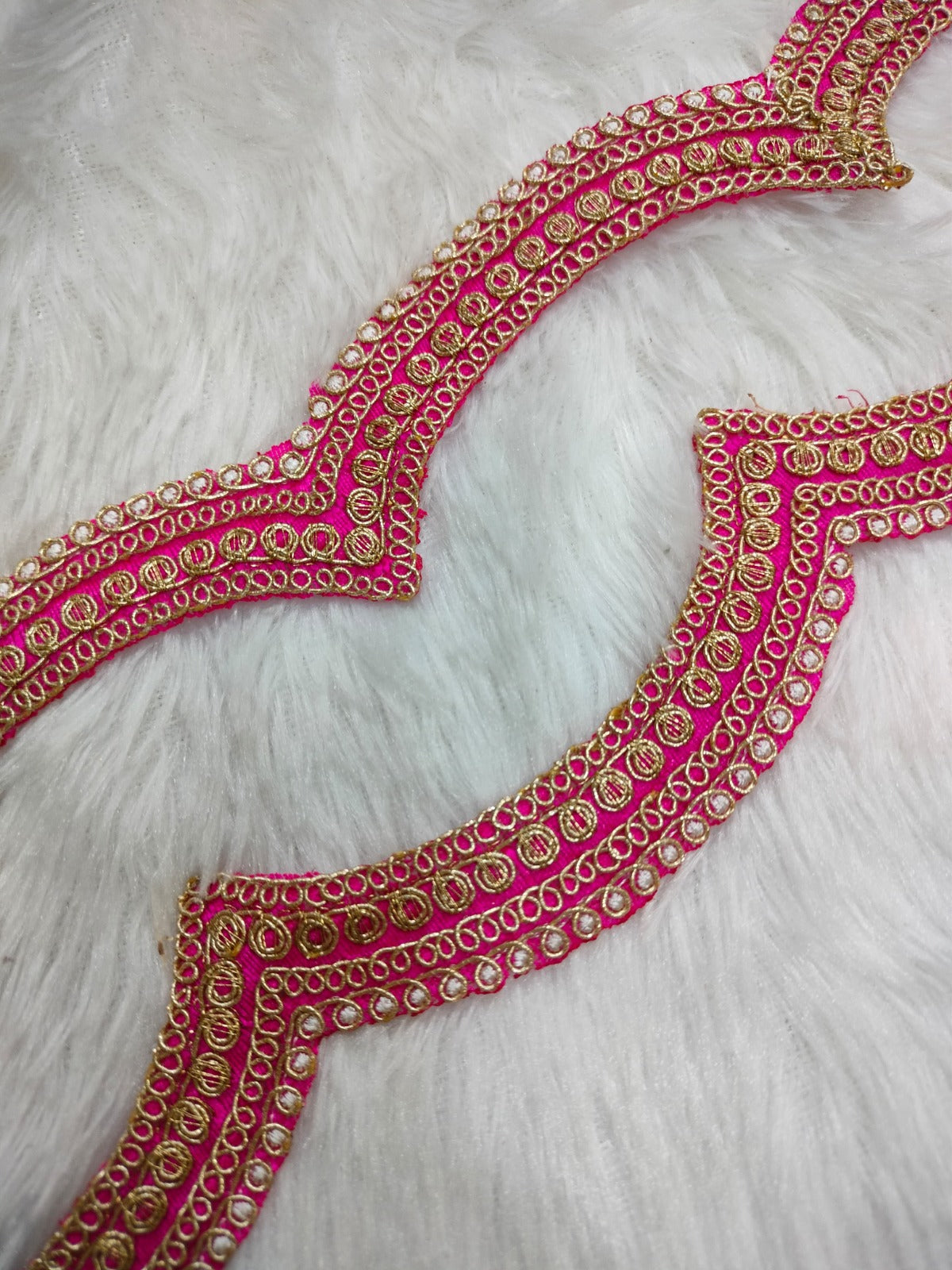 Pink & Golden Fancy Embellished Trim