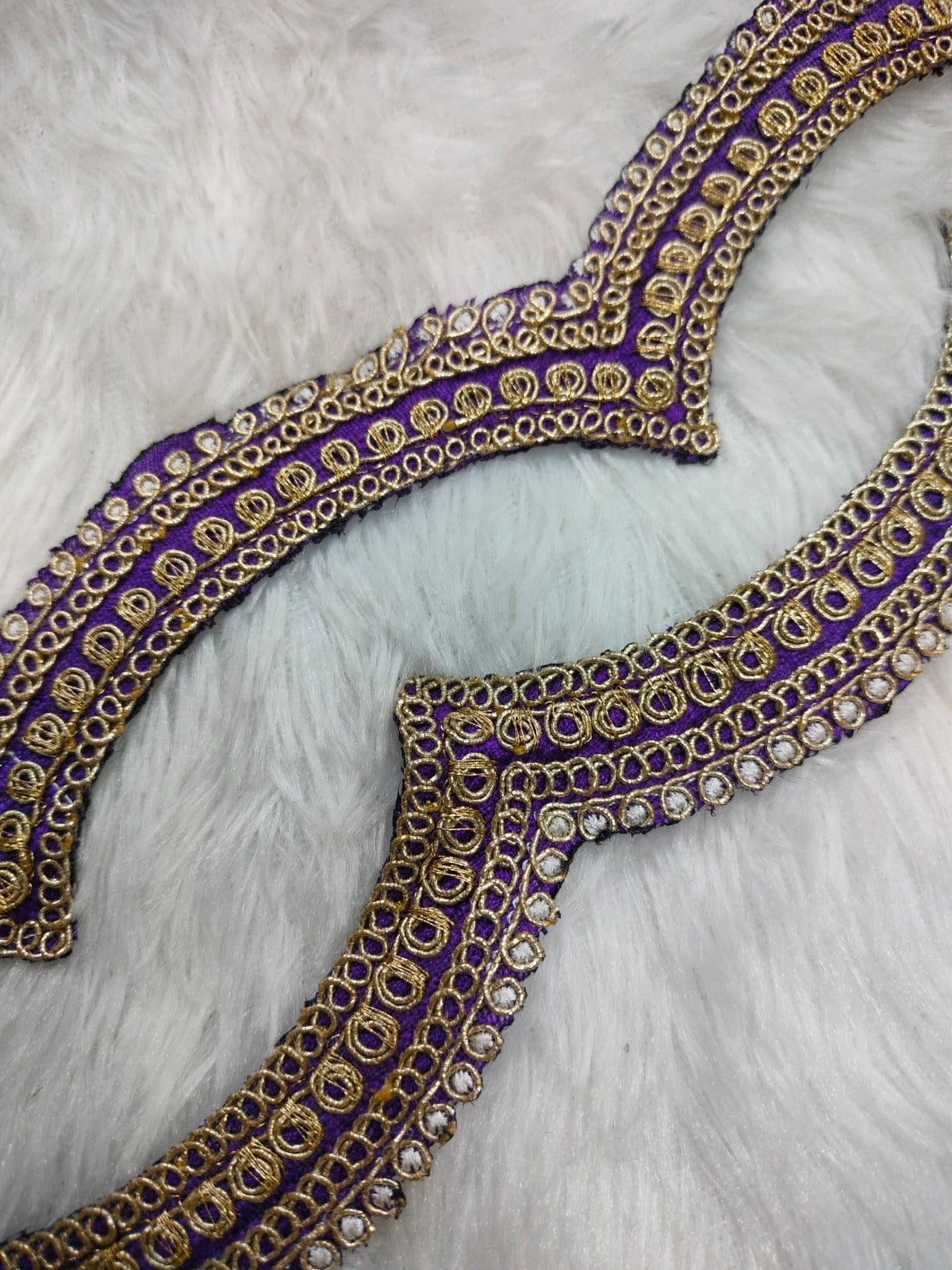 Purple & Golden Fancy Embellished Trim