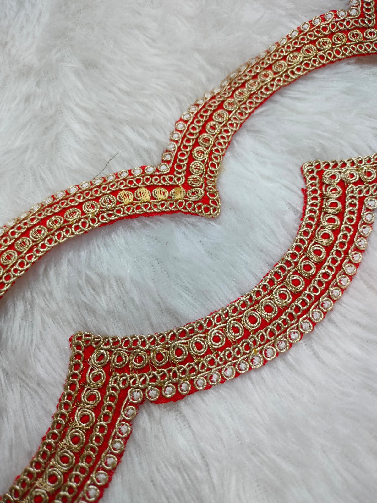 Red & Golden Fancy Embellished Trim