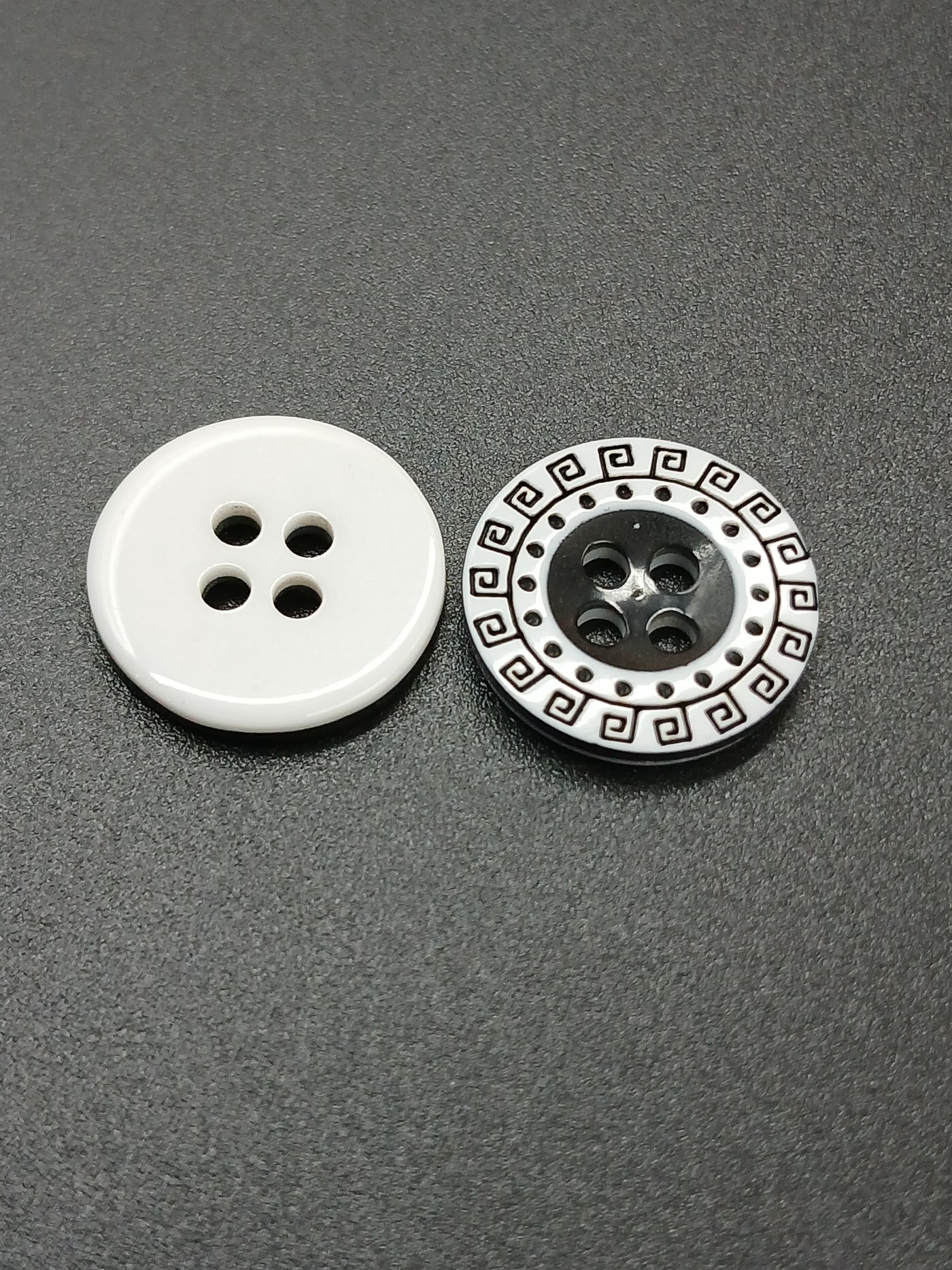 Black & White Circular 4 Hole Plastic Buttons