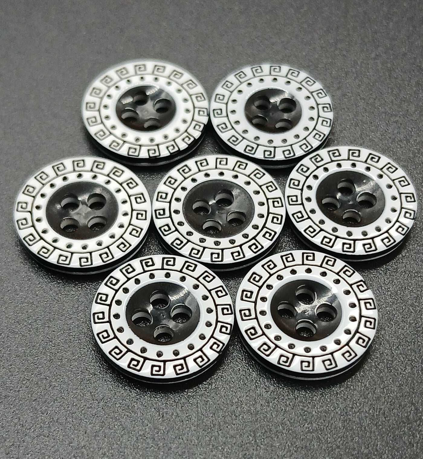 Black & White Circular 4 Hole Plastic Buttons