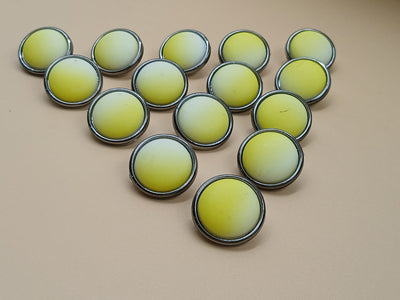 Yellow & Silver Circular Down Hole Polyester Buttons