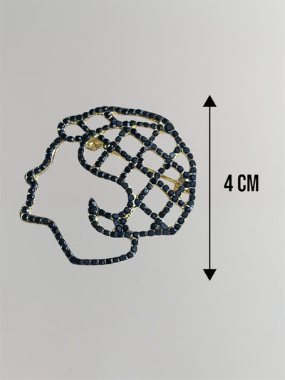 ब्लैक और गोल्डन चैनल क्रिस्टल मेटल ब्रोच