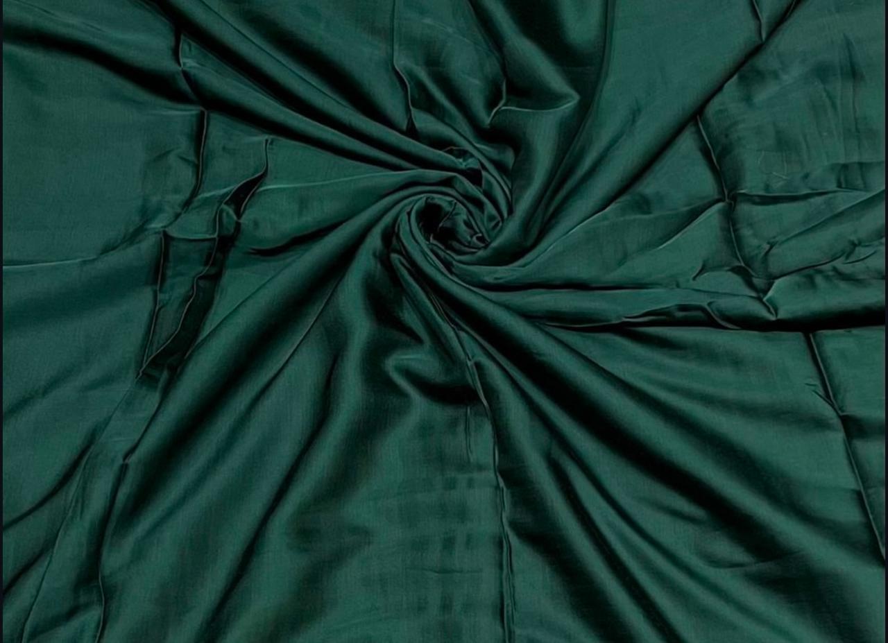 Bottle Green Plain Modal Silk Fabric