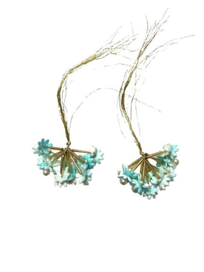 Pastel Blue Resin Flower , Pearl and Pipe Embellished Latkan