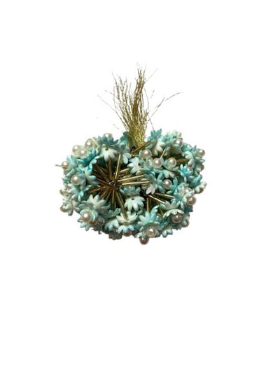 Pastel Blue Resin Flower , Pearl and Pipe Embellished Latkan