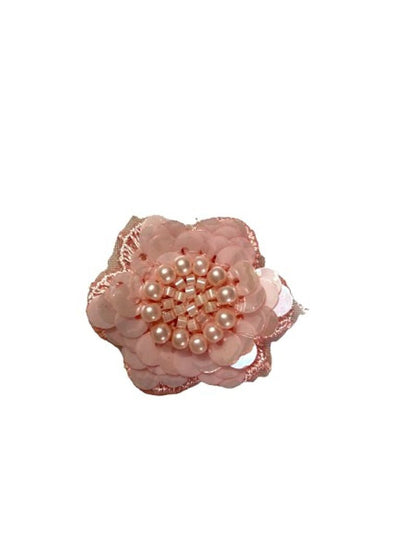 Peach Sequined Fabric Flower