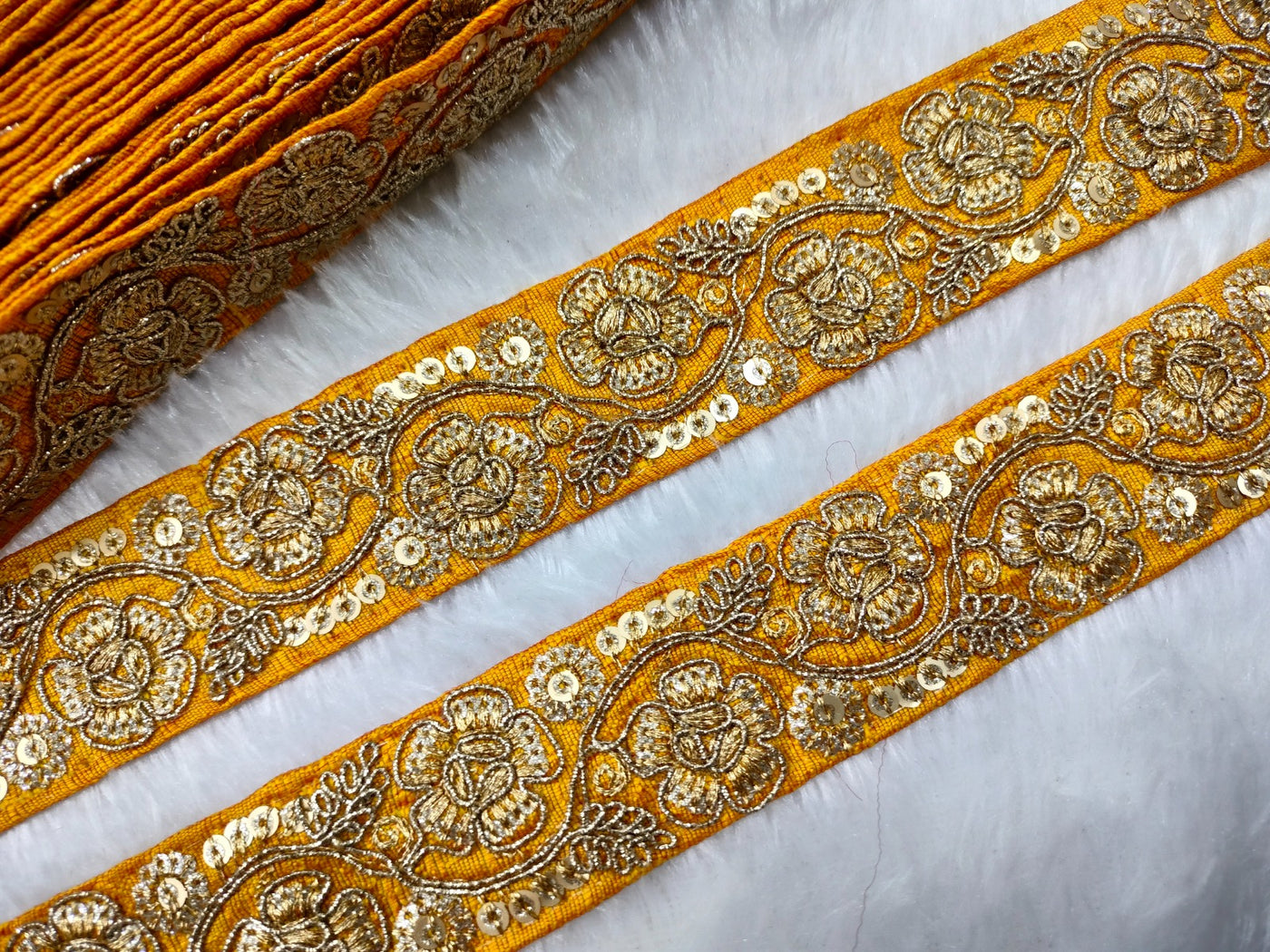 Yellow Fancy Embellished Trim