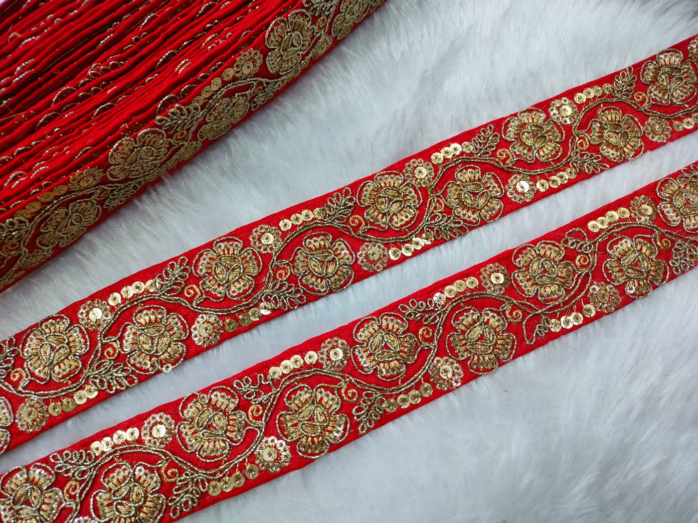 Red Fancy Embellished Trim