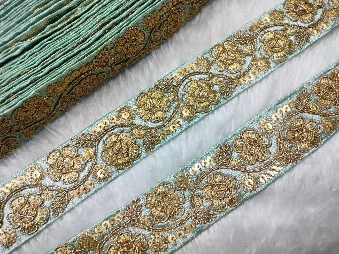 Sea Blue Fancy Embellished Trim