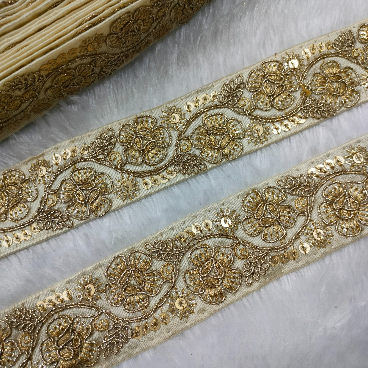 Beige Fancy Embellished Trim