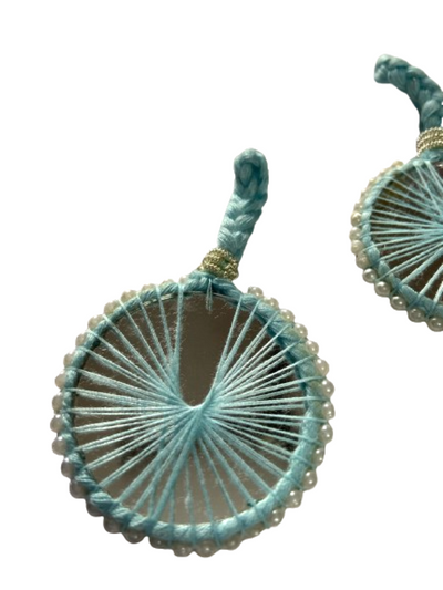 Pastel Blue Thread and Mirror Latkan