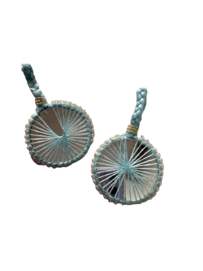 Pastel Blue Thread and Mirror Latkan