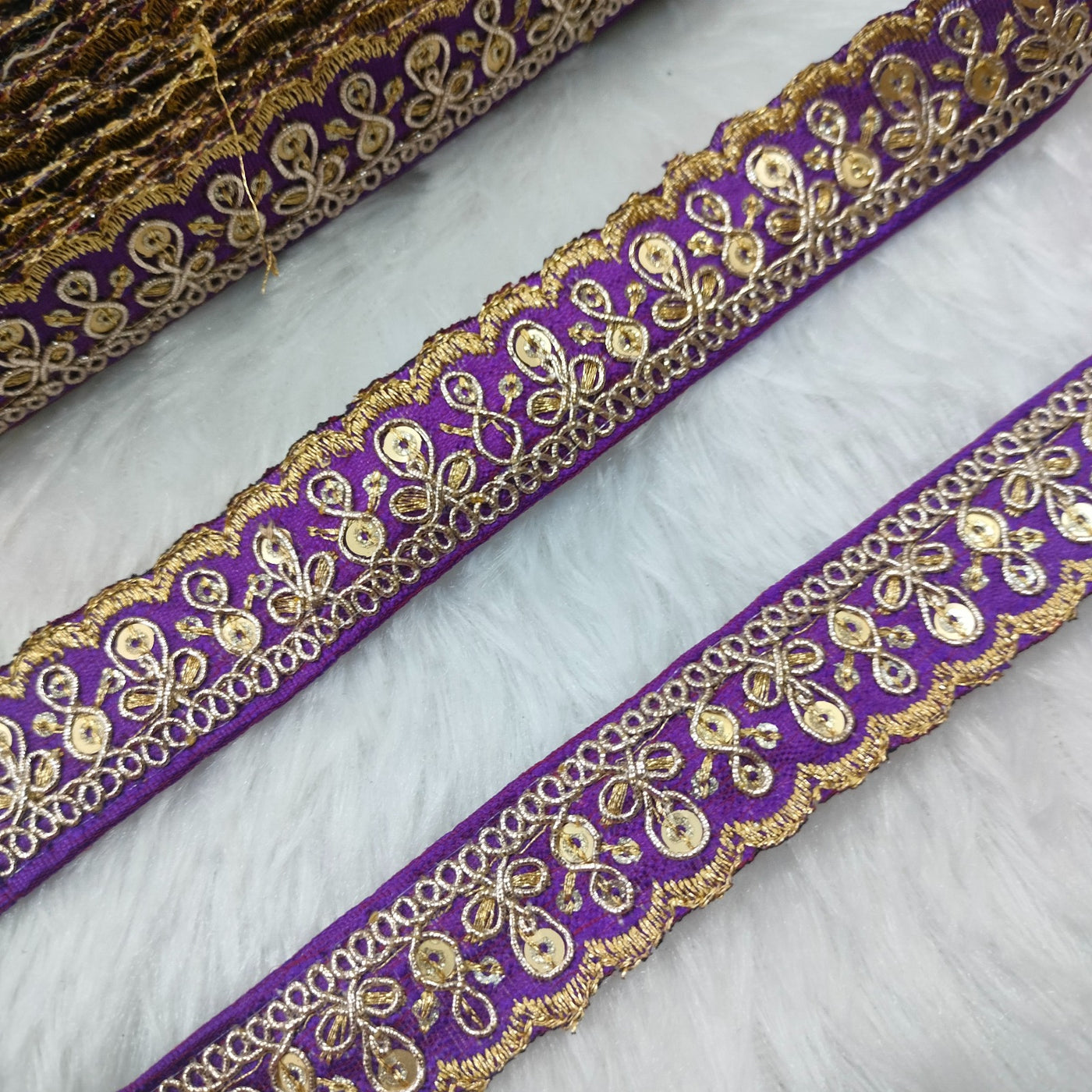 Purple Fancy Zari Embellished Trim