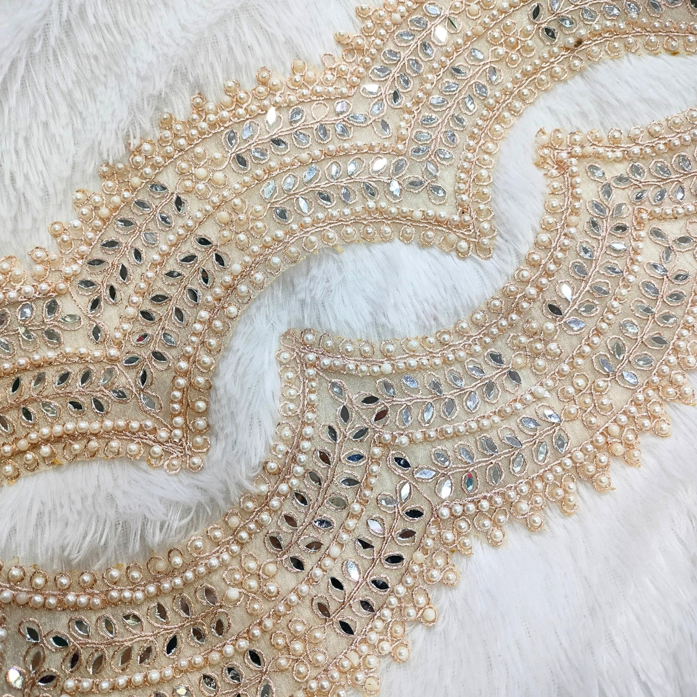 Golden Scalloped Mirror and Pearl Trim