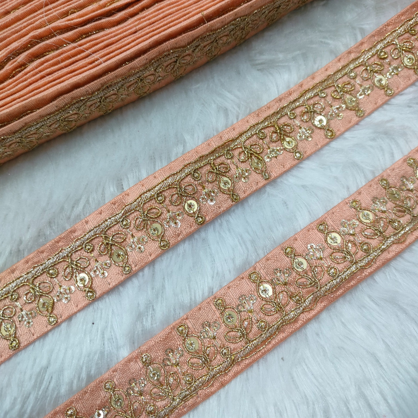 Peach Fancy Zari Trim