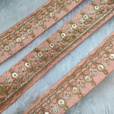 Peach Fancy Zari Trim