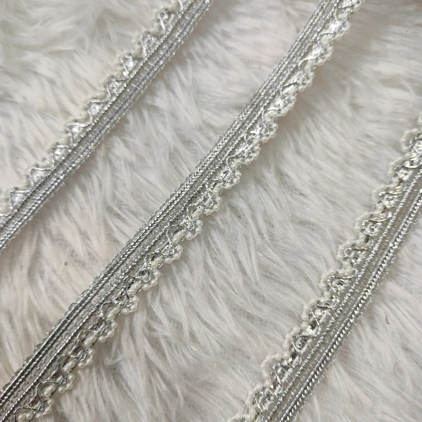 Silver White Fancy Zari Trim