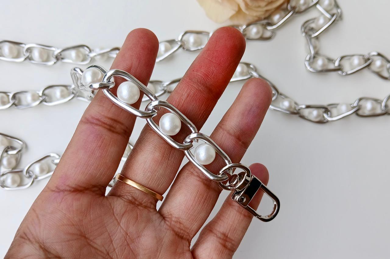 Silver Pearl Chain With Hooks