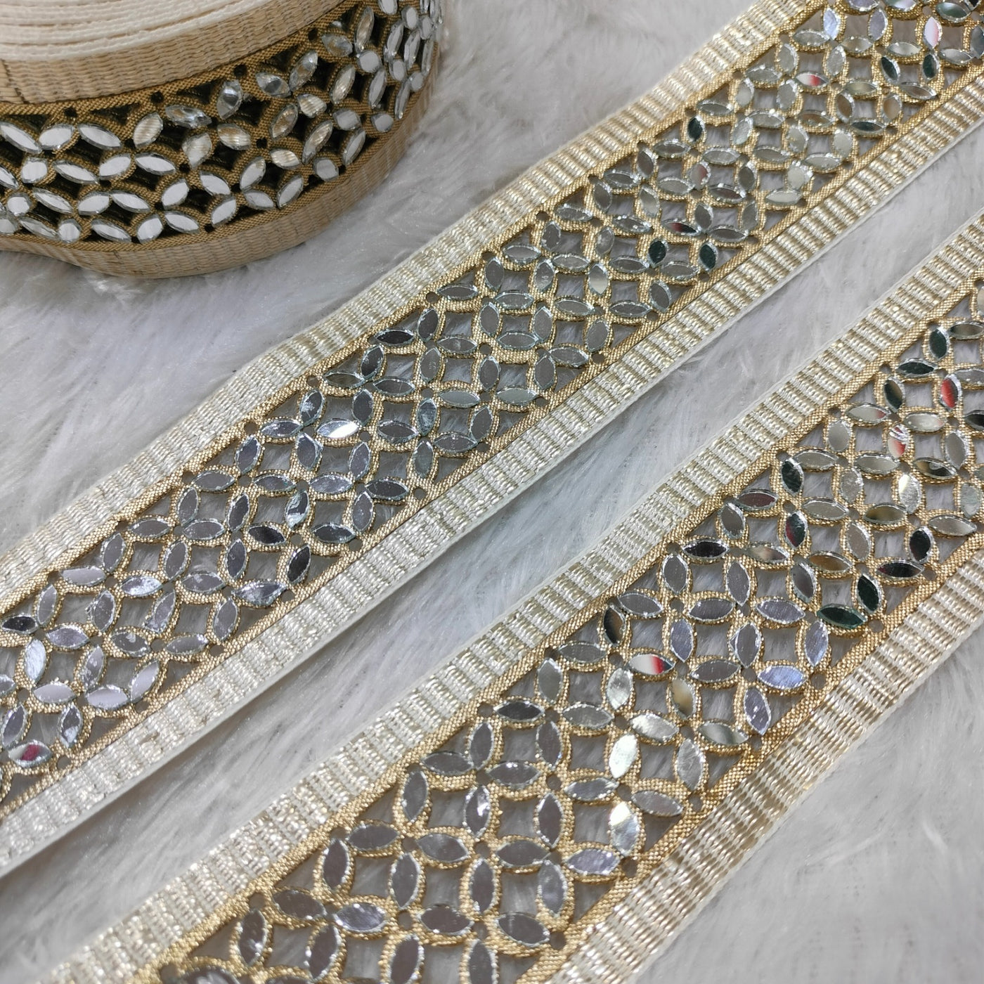 Light Gold Mirror Embellished Trim