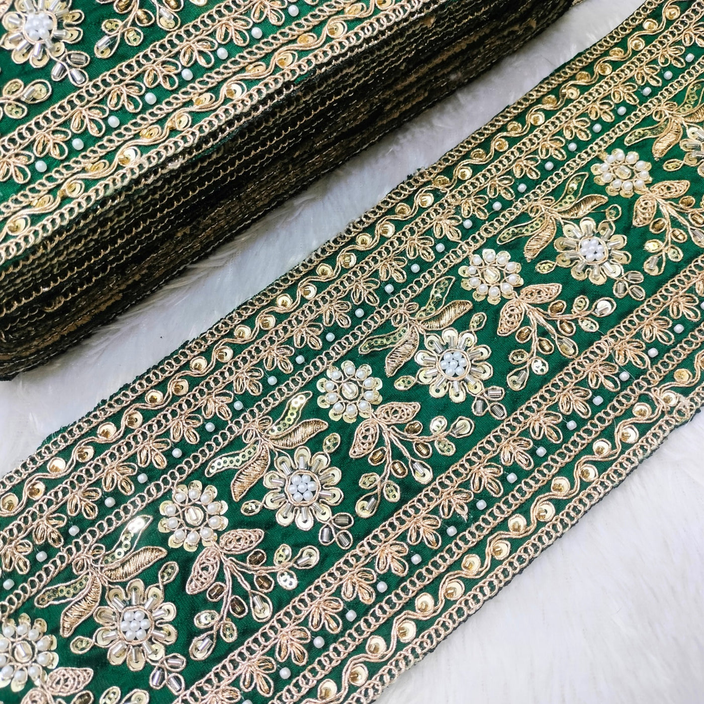 Green Fancy Zari Embellished Trim
