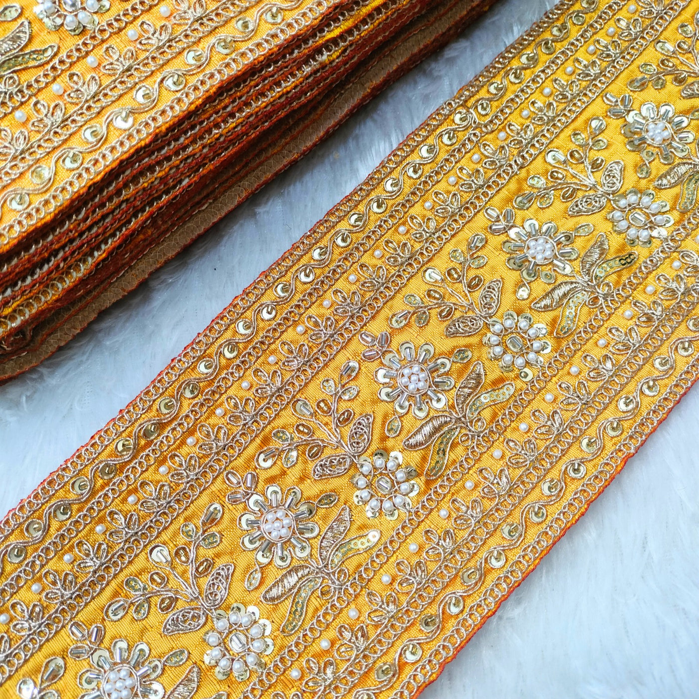 Yellow Fancy Zari Embellished Trim