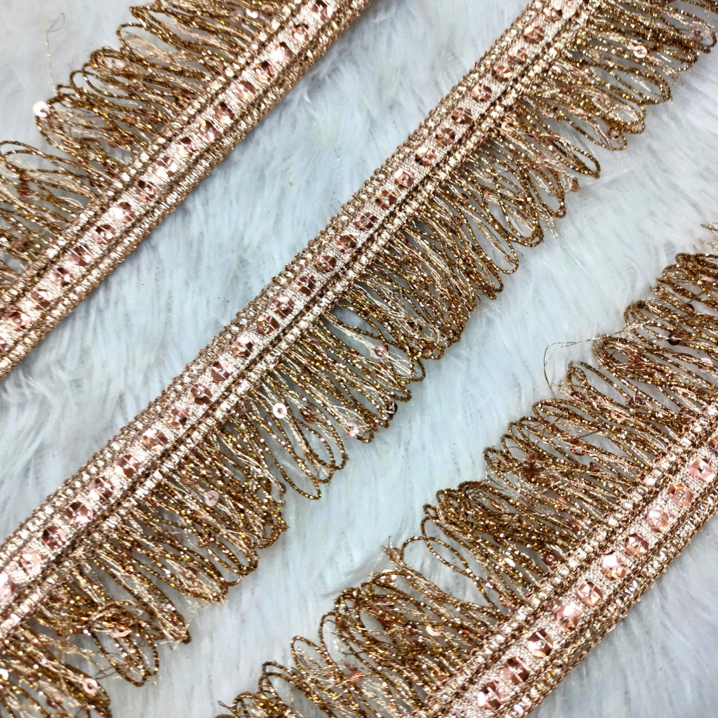 Rose Gold Fringe Trim