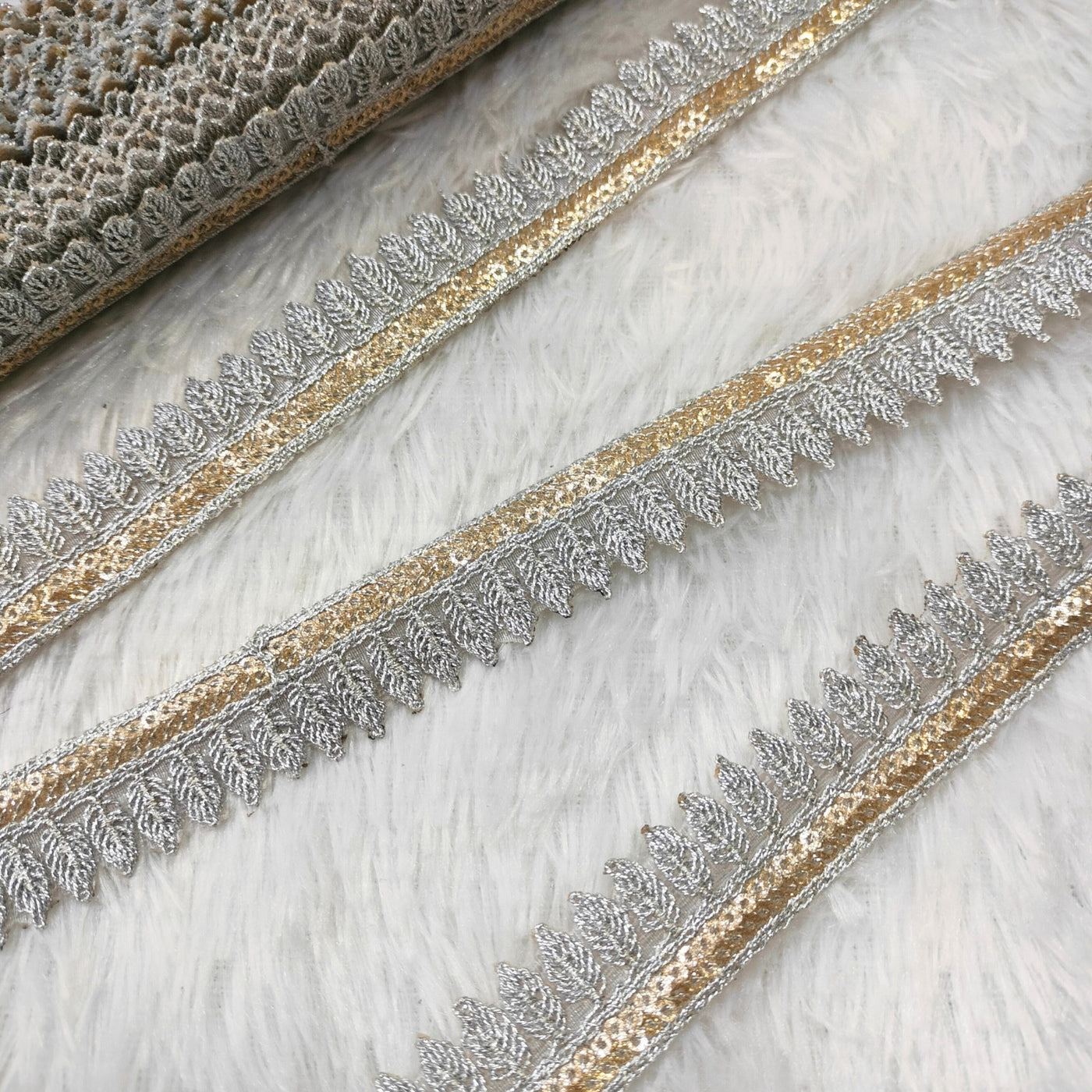 Silver Fancy Zari Embellished Trim