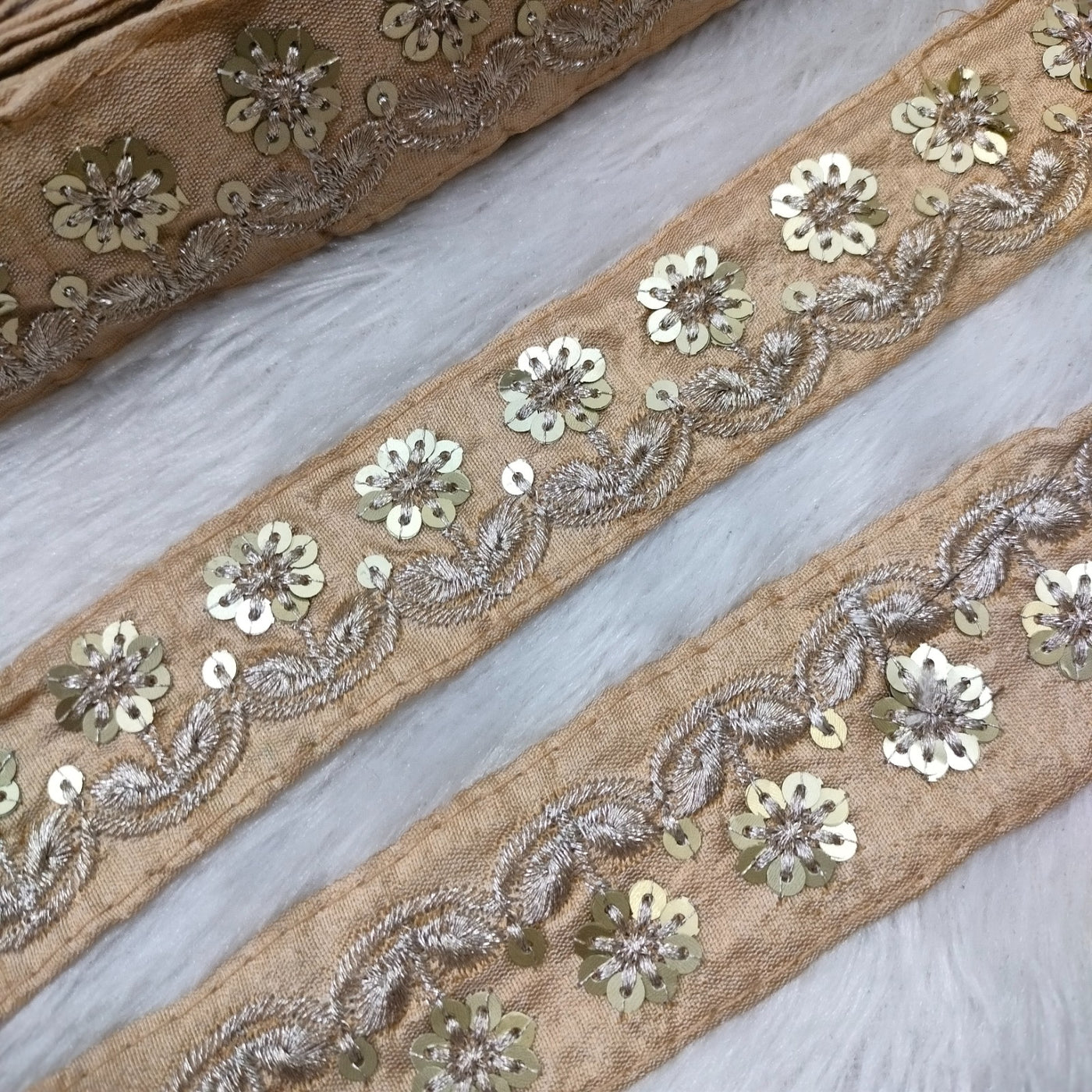 Beige Fancy Zari Embellished Trim