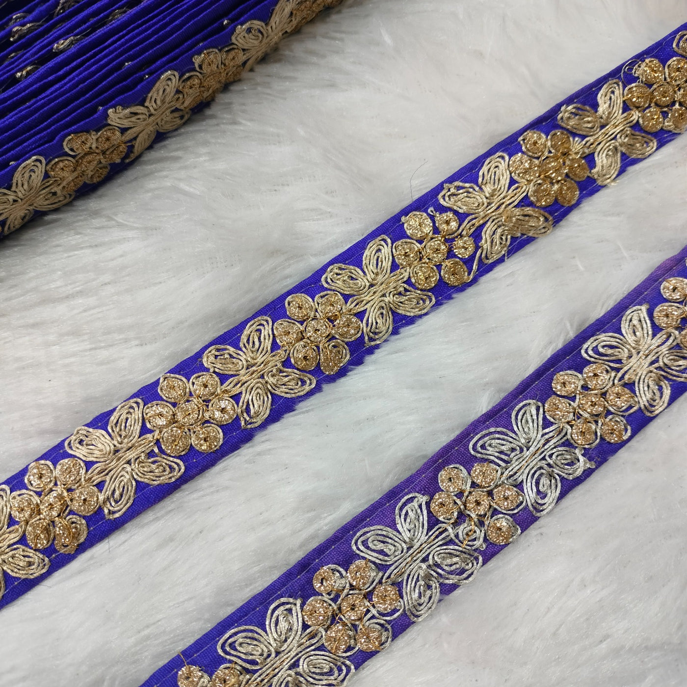 Blue Fancy Zari Embellished Trim