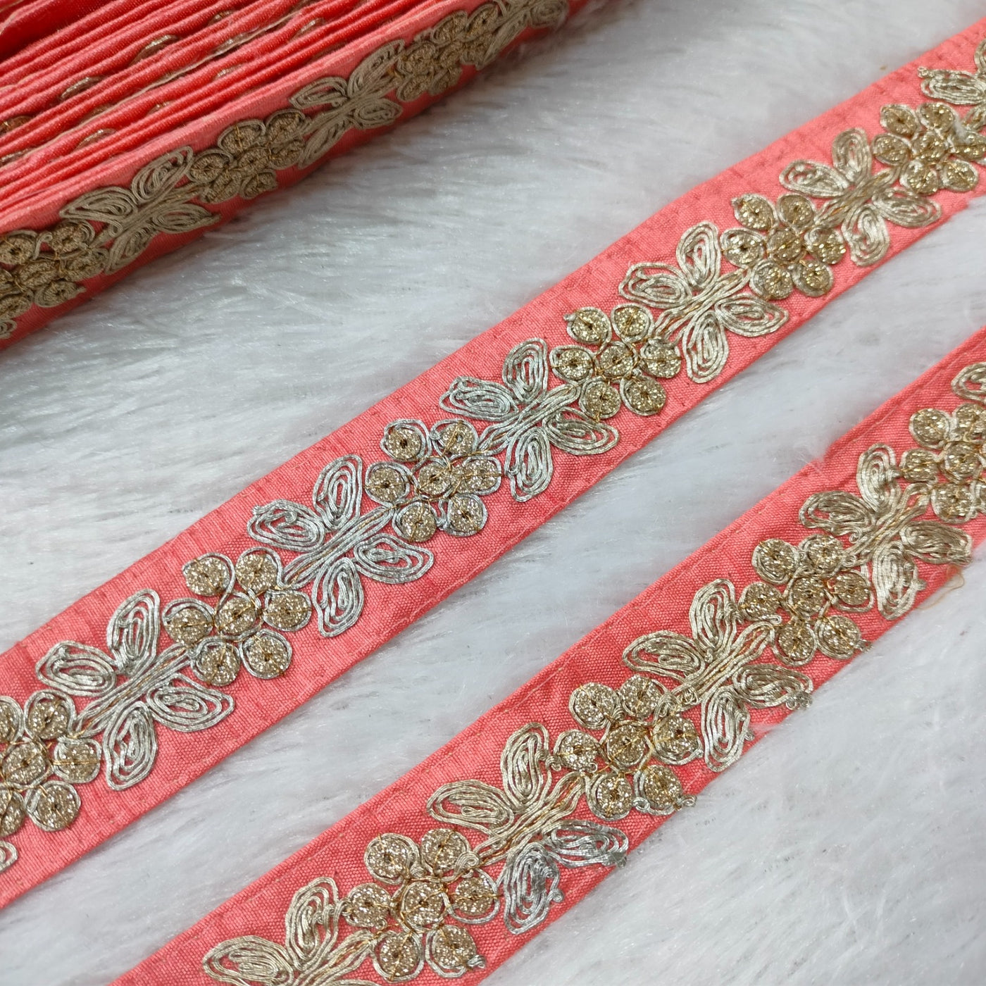 Peach Fancy Zari Embellished Trim