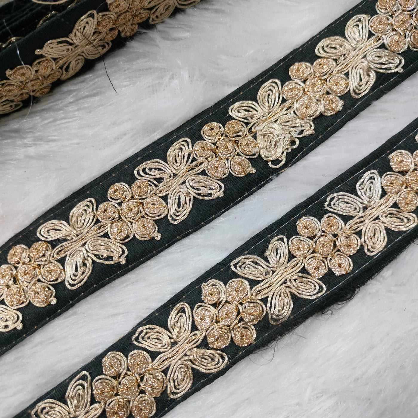 Black Fancy Zari Embellished Trim