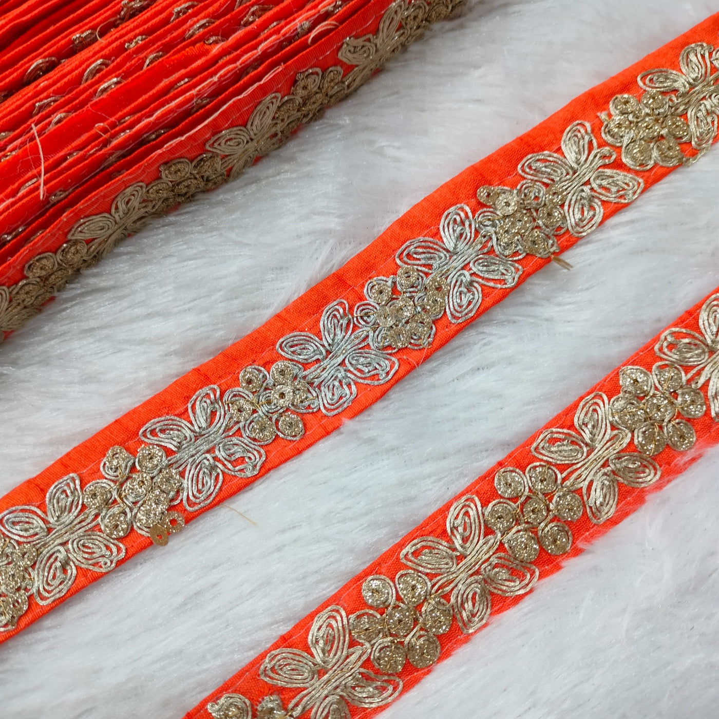 Orange Fancy Zari Embellished Trim