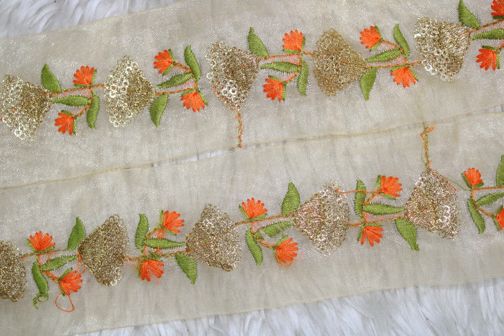 Off White Fancy Embellished Trim