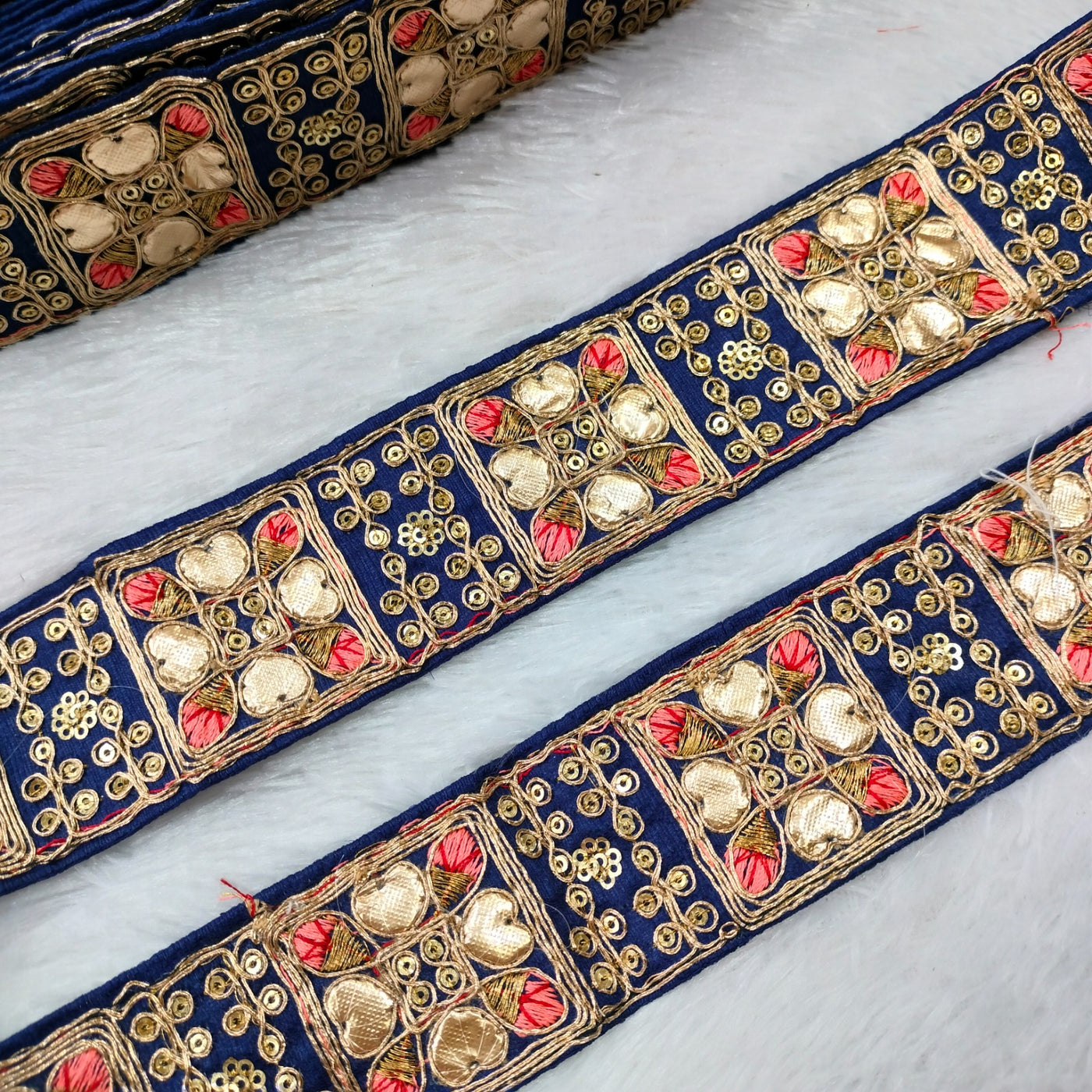 Navy Blue Fancy Embellished Trim